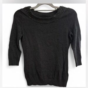 Banana Republic dark gray Beaded Neck Sweater